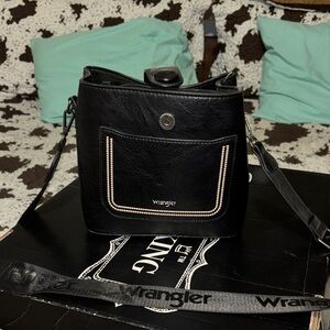 Wrangler Black Crossbody Bag with White Trim